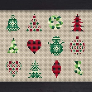 Modern Christmas Little CROSS STITCH PATTERN pdf - Mini, gift, easy, beginner, quick, ornaments