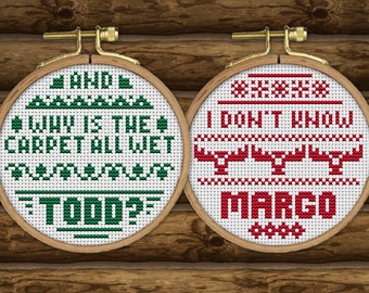 Christmas Vacation Todd and Margo 4” Ornaments CROSS STITCH PATTERN pdf - Instant download - quick, easy patterns. great for beginners!