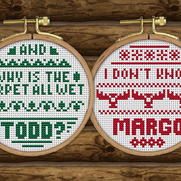 Christmas Vacation Todd and Margo 4” Ornaments CROSS STITCH PATTERN pdf - Instant download - quick, easy patterns. great for beginners!