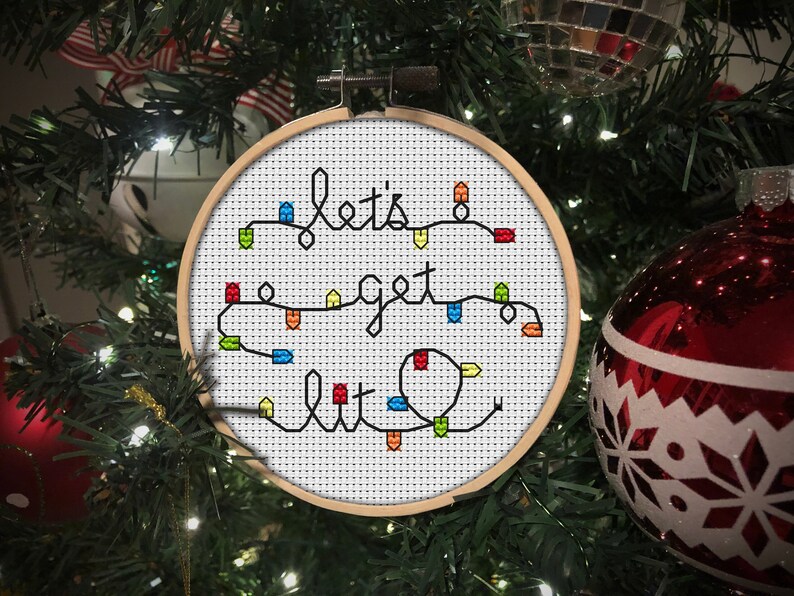 Let's Get Lit CROSS STITCH PATTERN pdf 4 Christmas ornament that celebrates the true spirit of the season fun, easy, quick image 4