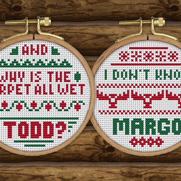 Christmas Vacation Todd and Margo 4” Ornaments CROSS STITCH PATTERN pdf - Instant download - quick, easy patterns. great for beginners!