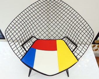 Mondrian Vinyl Cushion for Bertoia Diamond Chair - Extra Thick Foam Available - Knoll Style Eames Era Mid Century Decor