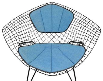 Coussin en denim et coussin arrière pour chaise Bertoia Diamond