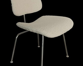 Cojín inspirado en los Eames para silla de comedor de madera contrachapada (dcm/dcw) - Funda de bouclé vegana de piel de oveja
