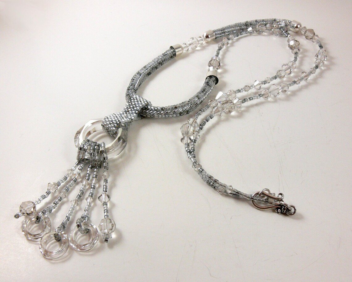 Swarovski crystal necklace seed beads necklace beadweaving | Etsy