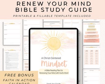 Estudo Bíblico Renovando a Mente | Caderno de Exercícios para a Mentalidade Cristã | Estudo Bíblico de Romanos 12 para Mulheres | Guia de Estudo Bíblico para Imprimir em PDF