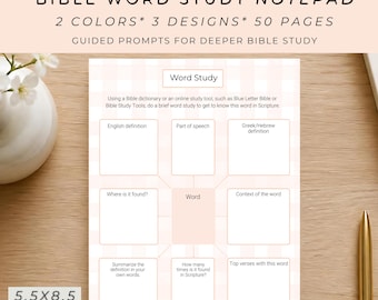 Word Study Notepad, Bible Study Notepad for Women, Scripture Study, Bible Study Supplies, Christian Gift, Bible Notes, Bible Tip-Ins