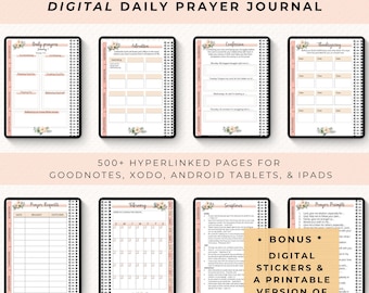 Diário de Oração Digital | Planejador de Oração | Planejador Diário de Oração para Goodnotes | Oração ACTS | PDF Digital com Hiperlinks | Diário de Fé | Oração