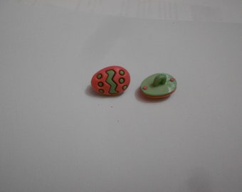 Novelty Button - EASTER EGG - Pink & Green   5/8"