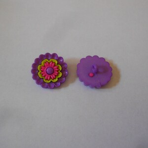 Novelty Button - FLORAL REVOLUTION - Purple  7/8&quot;