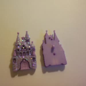 Novelty Button - PURPLE GLITTER CASTLE  2&quot;