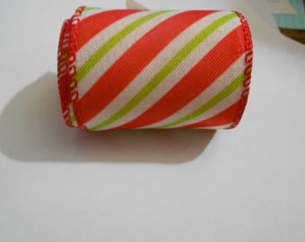Ribbon By the Yard - RED, GREEN & WHITE - Stripes