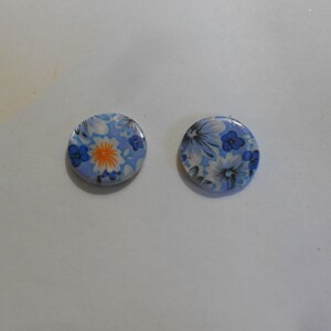 Bead - BLUE FLORAL - Round