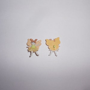 Novelty Button - FLOWER FAIRIES - Orange Wings & Yellow Flower Skirt 1 1/4&quot;