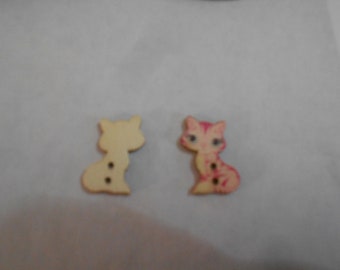2 Hello Kitty on Pink Bow Flat Back Embellishment Buttons. Size 11/16 ...