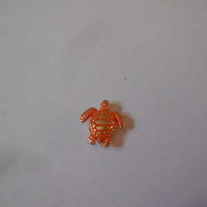Metal Bead - TURTLE - Orange  18 mm x 16 mm