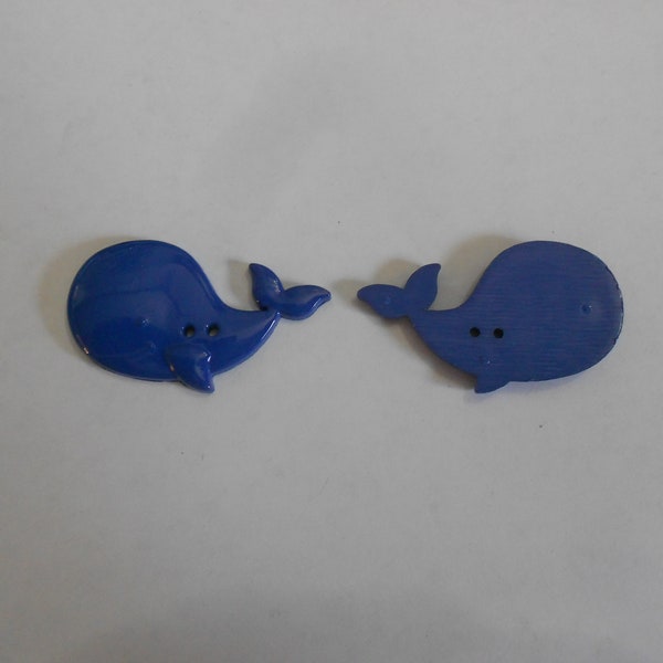 Novelty Button - WHALE - Dark Blue (sew thru) 1 1/2"