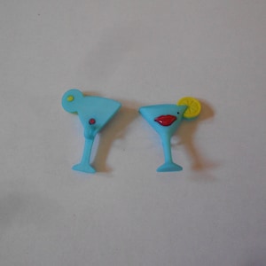 Botón Novedad - HORA FELIZ - Copa Martini - azul 1 1/8&quot;