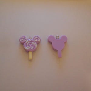 Charm or Pendant - LOLLIPOP - Mickey Mouse - Light Purple   1 1/8&quot;