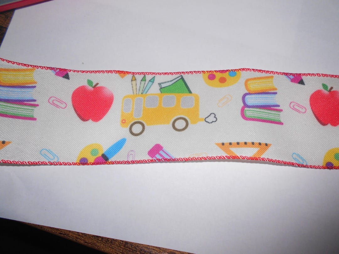 Ribbon by the Yard - SCHOOL DAYS - Buses & Books - Etsy