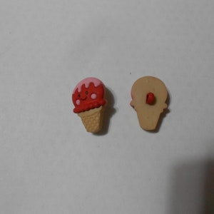 Novelty Button - Cute ICE CREAM CONE w/face #7   1&quot;
