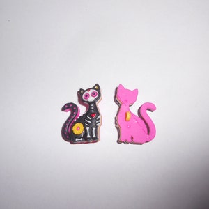 ノベルティボタン - 死者の日 - 猫 - 黄色 1 3/8"
