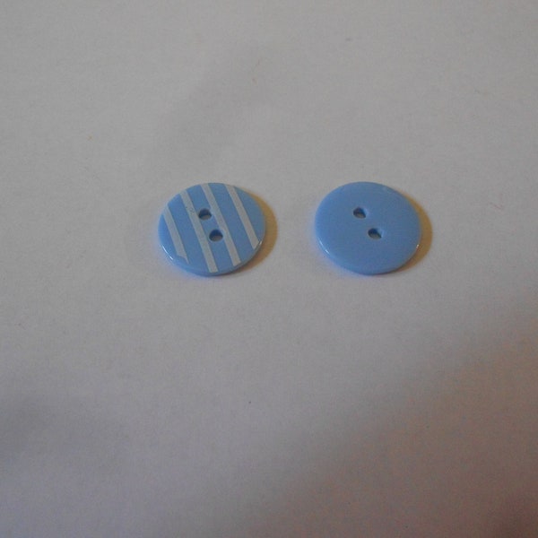 Button - Round - STRIPES or SOLID - Light Blue (sew-thru) 3/4"