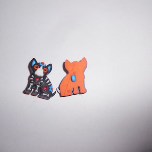 Novelty Button - DAY of the DEAD - DOG (orange eyes)  1 1/8&quot;