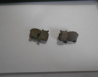 Novelty Button - Zoo Cuties - HIPPO  1"