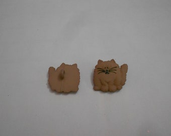 Novelty Button - FAT CAT - Brown  7/8"