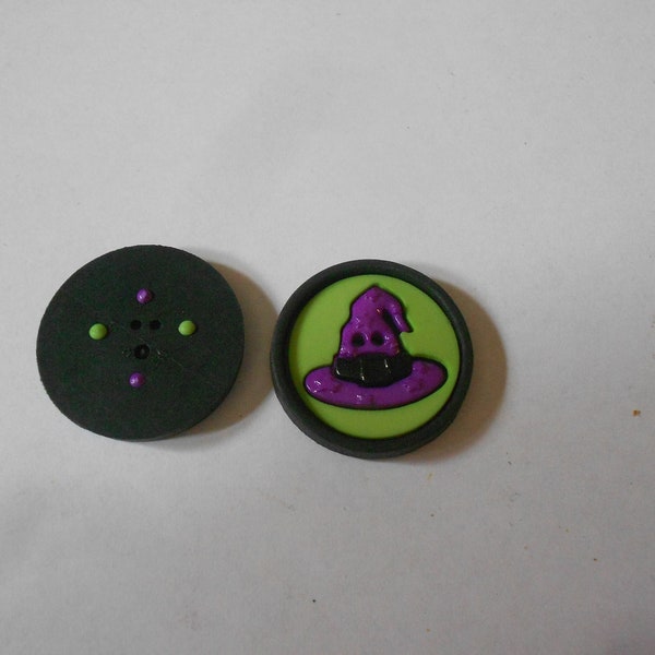 Novelty Button - HALLOWEEN ICON Witches Hat (sew-thru)  1"