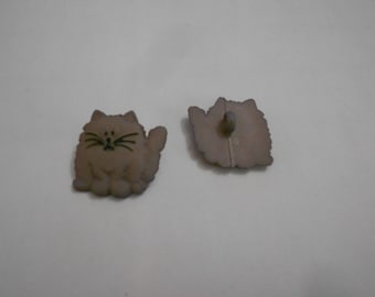 Novelty Button - FAT CAT - Gray  7/8"