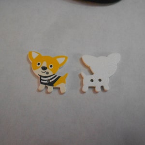 Wooden Novelty Button - CHIHUAHUA IN SWEATER - yellow w/black stripes  1&quot;