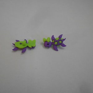 Nieuwigheidsknop - TURTLE W/BOW - paars en groen 1&quot;