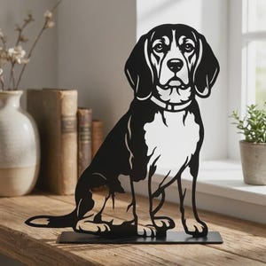 Beagle-Gartenstecker aus Metall, Hundesilhouette als Gartendekoration, Haustier-Außendeko, Geschenk für Beagle-Liebhaber