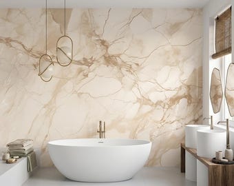 Beige Marble Texture Luxury Wall Mural, Large Stone Print Wallpaper, Modern Abstract Home Decor, Neutral Earth Tones Wall Art
