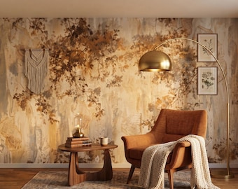 Ethereal Pine Forest Mural Sepia Nature Wallpaper, Vintage Scenic Tree Wall Art, Large Scale Moody Landscape Mural, Neutral Home Decor