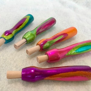 Hand-Painted Lacquer Wooden Felting Needle Holder Handle with Felting Needle