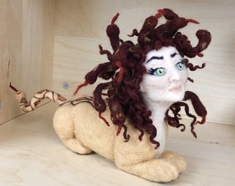 Medusa Sphinx Needle Felted Sculpture