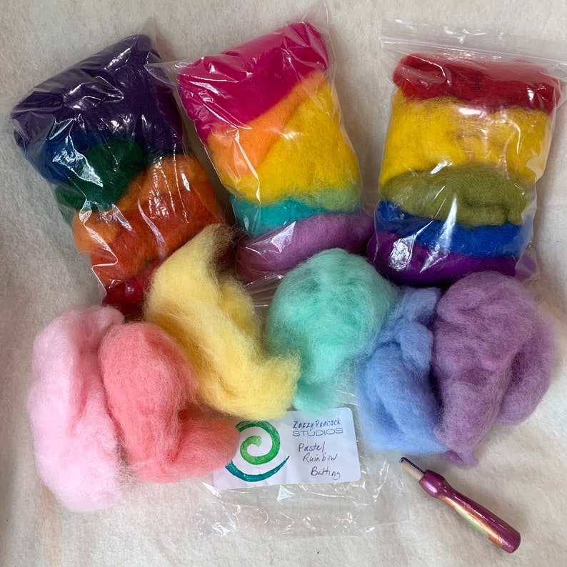 Assorted Wool Needle Felting Rainbow Pack image 3