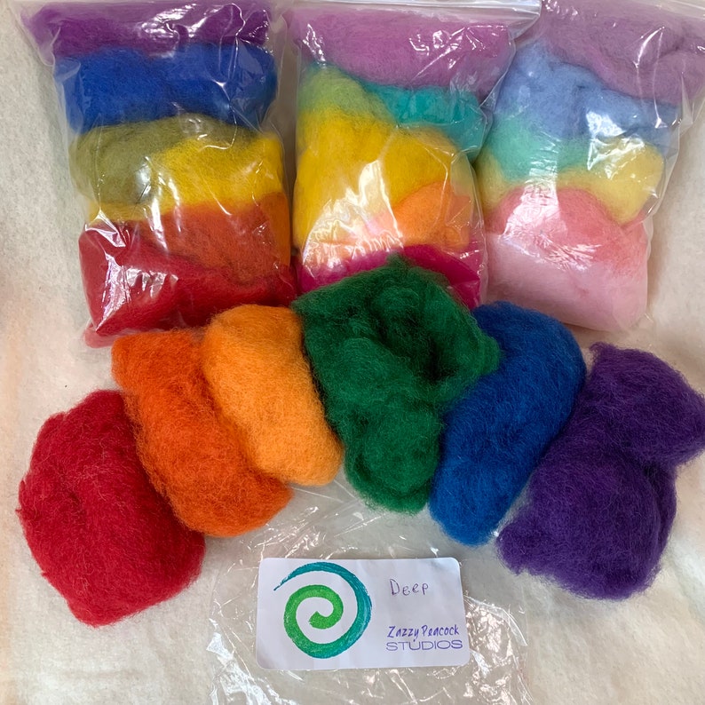 Assorted Wool Needle Felting Rainbow Pack image 2