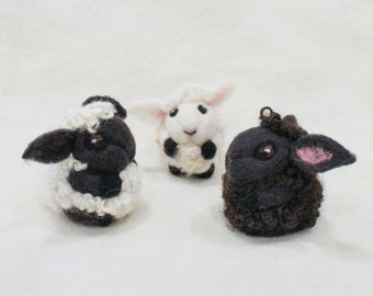 Needle Felted Baby Feltie Black Sheep Sculpture Figure