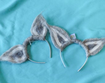 Felted Grey Wolf Ears Headband