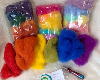 Assorted Wool Needle Felting Rainbow Pack