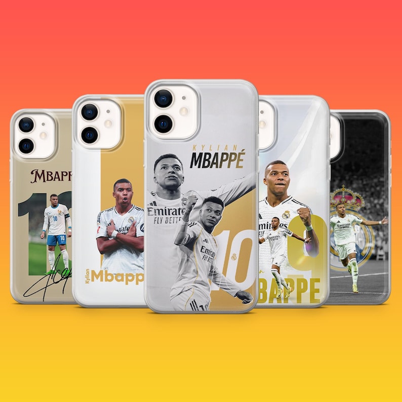 Kylian Mbappé mobilskal Real Madrid Mbappé supportergåva för iPhone 17Pro, 16, 15, 14, 13, 12, Samsung S26, S25, S24, A16, A56, Pixel 10, 9Pro bild 1