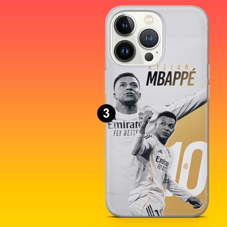 Kylian Mbappé mobilskal Real Madrid Mbappé supportergåva för iPhone 17Pro, 16, 15, 14, 13, 12, Samsung S26, S25, S24, A16, A56, Pixel 10, 9Pro 3