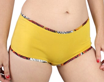 Set 2 underpants yellow jersey, women's underwear, hipster briefs, panties, pants, hot pants, sun yellow uni colors