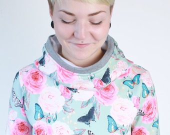 Sudadera con capucha Patrón de flores para mujer