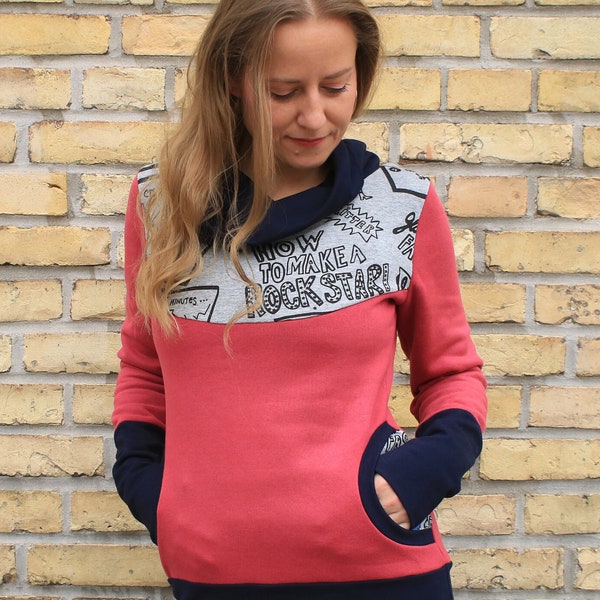 PULLOVER MIT KRAGEN und Taschen in Beere