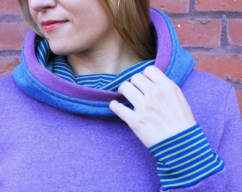 DAMES HOODIE S aubergine blauw